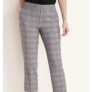 Old‎ Navy Pink Black Plaid Mid-Rise Pull-On Straight Casual Pants Women's Size 8